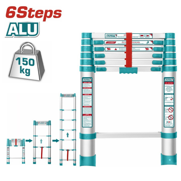 Лестница телескопическая 6шагов 1980мм 300*645*470 THLAD08061